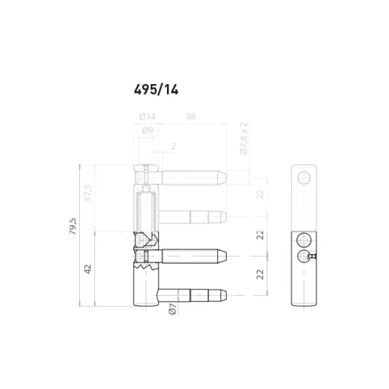 OV - Pánt nastaviteľný spodný 495/14 BRM - bronz matný