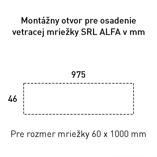 SRL - ALFA vetracia mriežka 60 x 1000 mm STM - strieborná matná (C0)