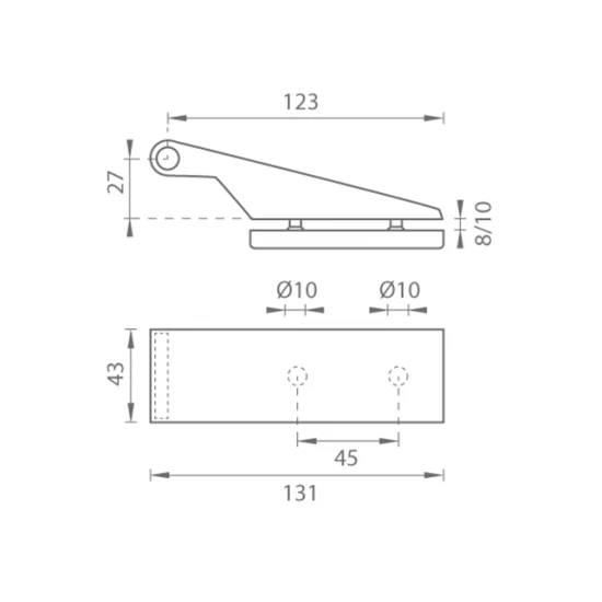 TI - Pánt na sklo horizontálny 3697 CHM - chróm matný (96)