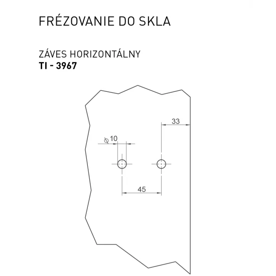 TI - Pánt na sklo horizontálny 3697 BIM - biela matná (152)