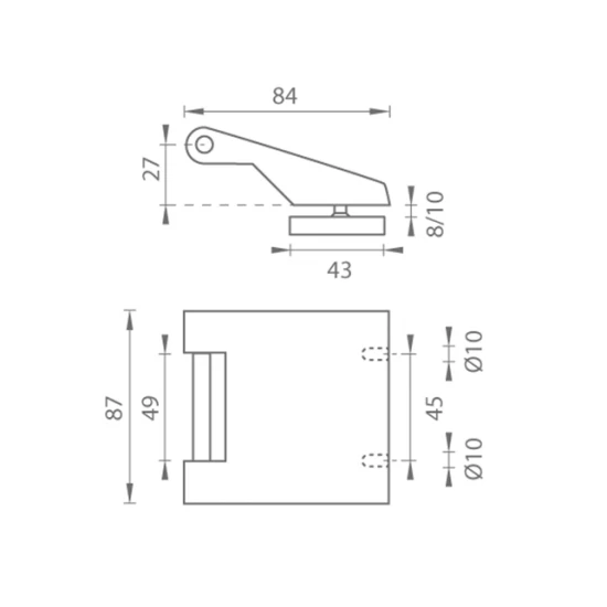 TI - Pánt na sklo vertikálny 3696 BIM - biela matná (152)