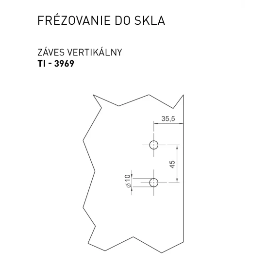 TI - Pánt na sklo vertikálny 3696 BIM - biela matná (152)