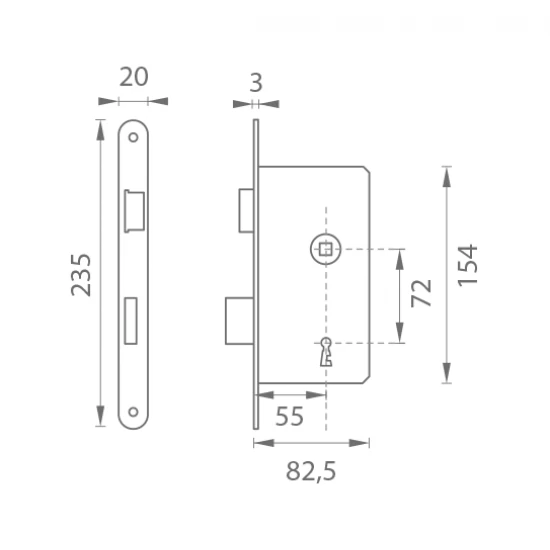 VR - Zámok na dvere 72 BB - 035/186 BRM - bronz matný